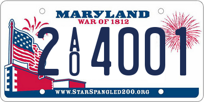 MD license plate 2AO4001