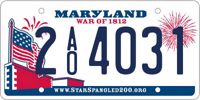 MD license plate 2AO4031