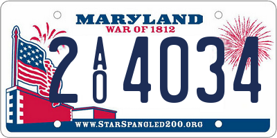 MD license plate 2AO4034