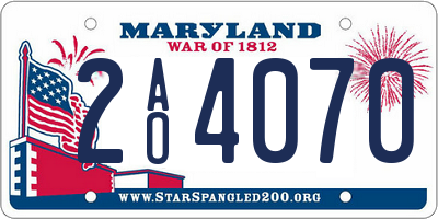 MD license plate 2AO4070