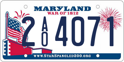 MD license plate 2AO4071