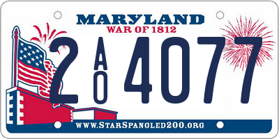 MD license plate 2AO4077