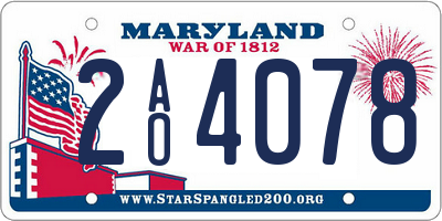 MD license plate 2AO4078