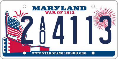 MD license plate 2AO4113