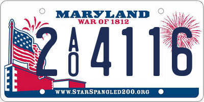 MD license plate 2AO4116