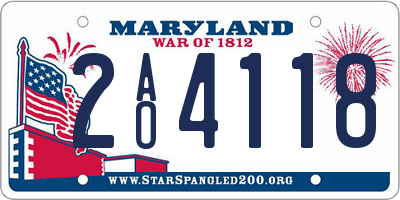 MD license plate 2AO4118