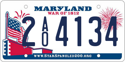 MD license plate 2AO4134