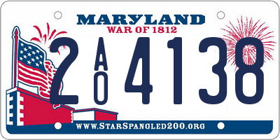 MD license plate 2AO4138