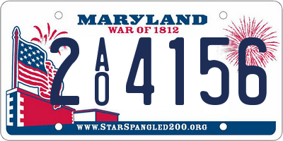 MD license plate 2AO4156