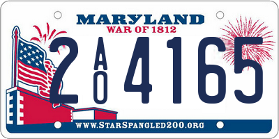 MD license plate 2AO4165