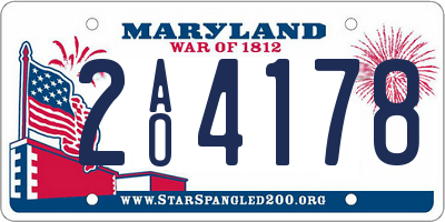 MD license plate 2AO4178