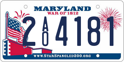 MD license plate 2AO4181