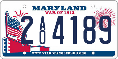 MD license plate 2AO4189