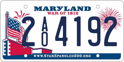 MD license plate 2AO4192
