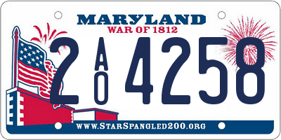 MD license plate 2AO4258
