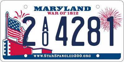 MD license plate 2AO4281