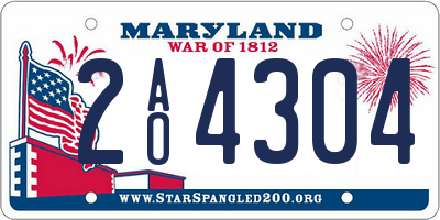 MD license plate 2AO4304