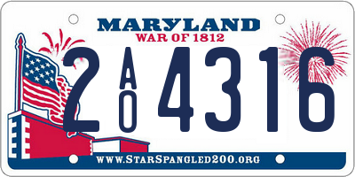 MD license plate 2AO4316
