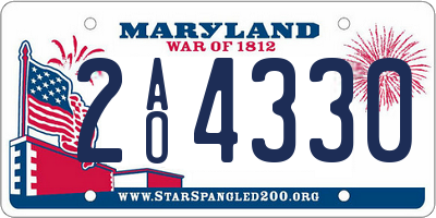 MD license plate 2AO4330