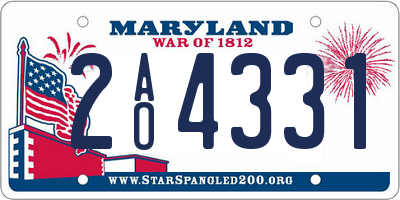 MD license plate 2AO4331