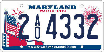 MD license plate 2AO4332