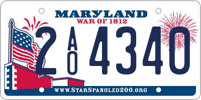 MD license plate 2AO4340