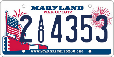 MD license plate 2AO4353