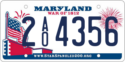 MD license plate 2AO4356