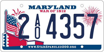 MD license plate 2AO4357