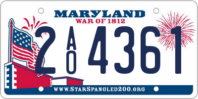 MD license plate 2AO4361