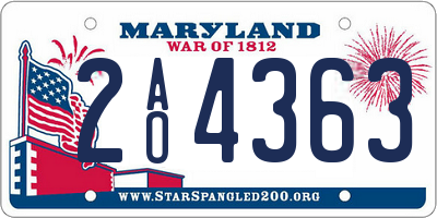 MD license plate 2AO4363