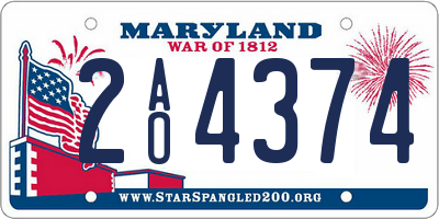 MD license plate 2AO4374