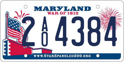 MD license plate 2AO4384