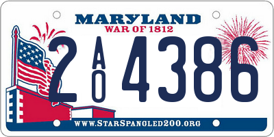 MD license plate 2AO4386