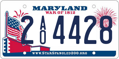 MD license plate 2AO4428