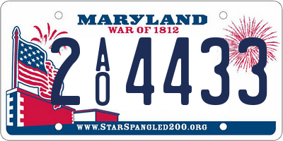 MD license plate 2AO4433