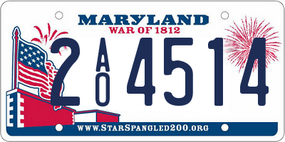 MD license plate 2AO4514