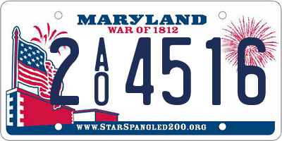 MD license plate 2AO4516