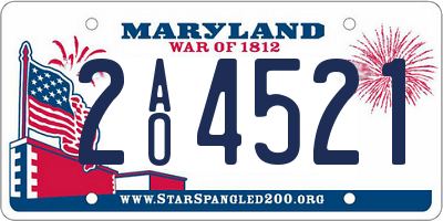 MD license plate 2AO4521
