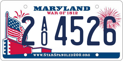 MD license plate 2AO4526