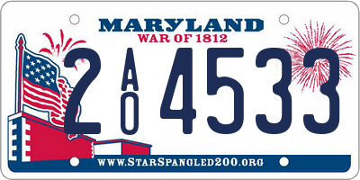 MD license plate 2AO4533