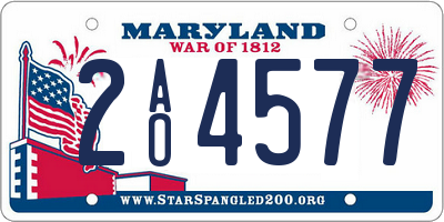 MD license plate 2AO4577