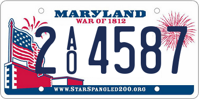 MD license plate 2AO4587