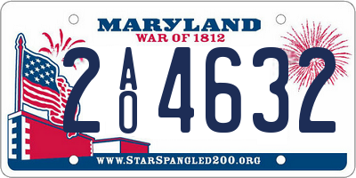 MD license plate 2AO4632