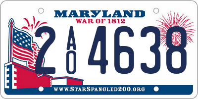 MD license plate 2AO4638