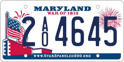 MD license plate 2AO4645