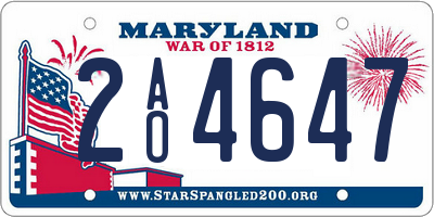 MD license plate 2AO4647