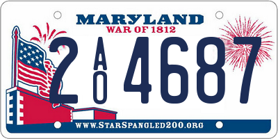 MD license plate 2AO4687