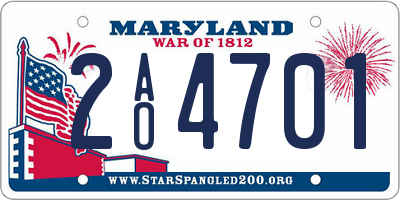 MD license plate 2AO4701