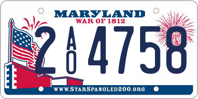 MD license plate 2AO4758